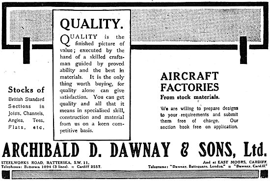 Archibald D.Dawnay. Aircraft Factory & Hangar Construction       