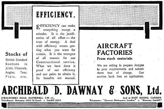 Archibald D.Dawnay. WW1 Aircraft Factory Design 1917             