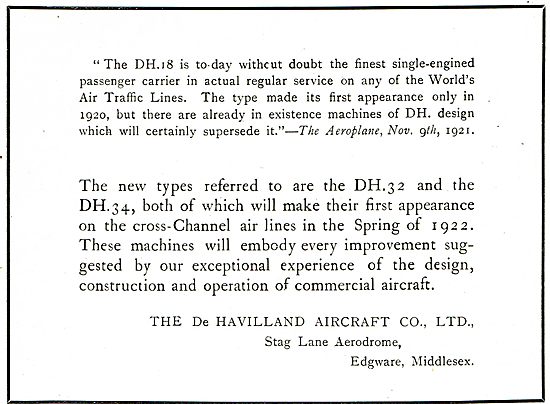 The De Havilland DH32 & DH34 Passenger Aircraft                  