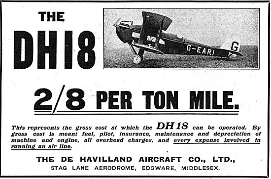 The De Havilland DH18. 2/8 Per Ton Mile. G-EARI                  
