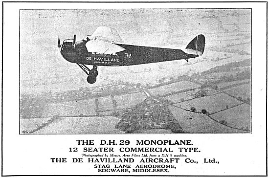 The De Havilland DH29 12 Seater Commercial Monoplane             