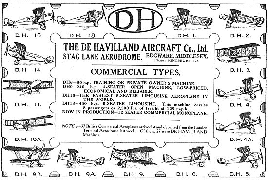 The De Havilland Range Of Commercial Aircraft Types              