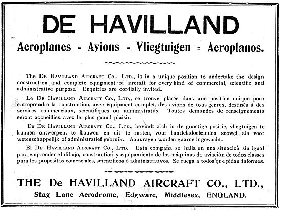 De Havilland Aeroplanes - Avions - Vliegtuigen - Aeroplanos      