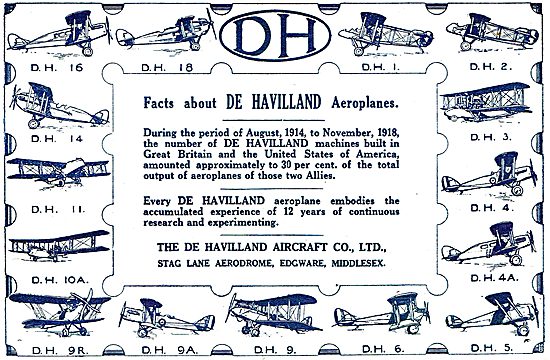 De Havilland Aircraft Types                                      