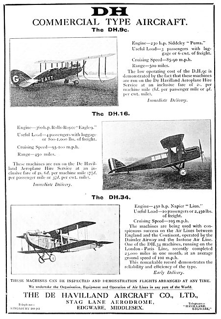 De Havilland - DH9c  DH16 DH34                                   