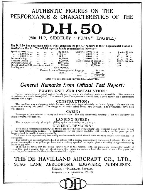 The De Havilland DH50 230 HP Siddeley Puma Engine.               