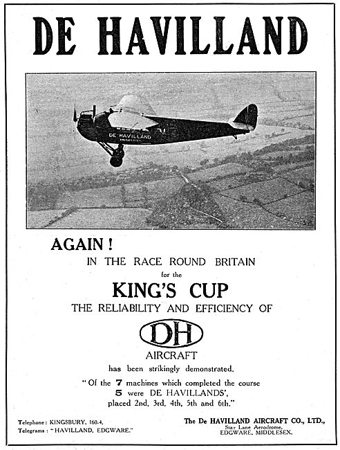 De Havilland - Kings Cup 1923                                    