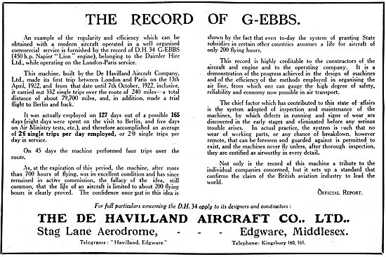 De Havilland D.H.34 G-EBBS                                       