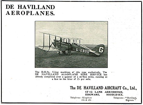 The De Havilland Aeroplane Hire Service - DH9c G-EBDD            