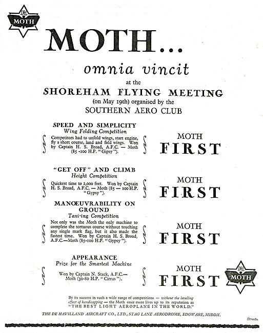 De Havilland Moth Omnia Vincit At the Shoreham Flying Meet       