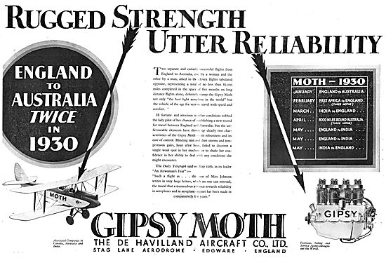 Rugged Strength - Utter Reliability. De Havilland Gipsy Moth     