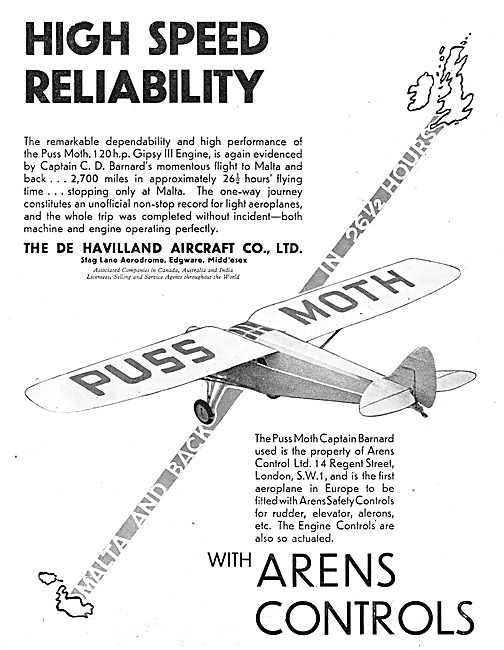 De Havilland Puss Moth -  Arens Controls                         