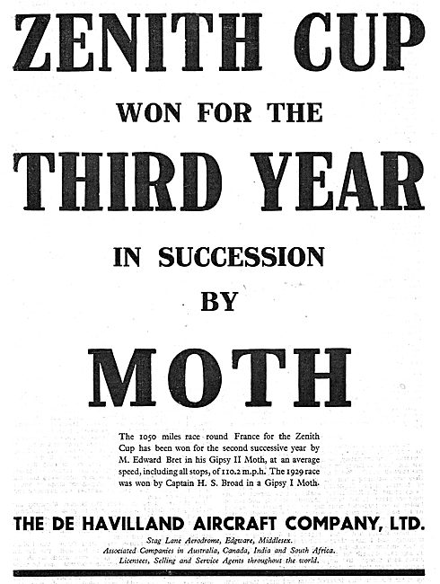 De Havilland Gipsy Moth - Zenith Cup                             