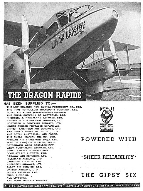 De Havilland Dragon Rapide: Railway Air Services                 