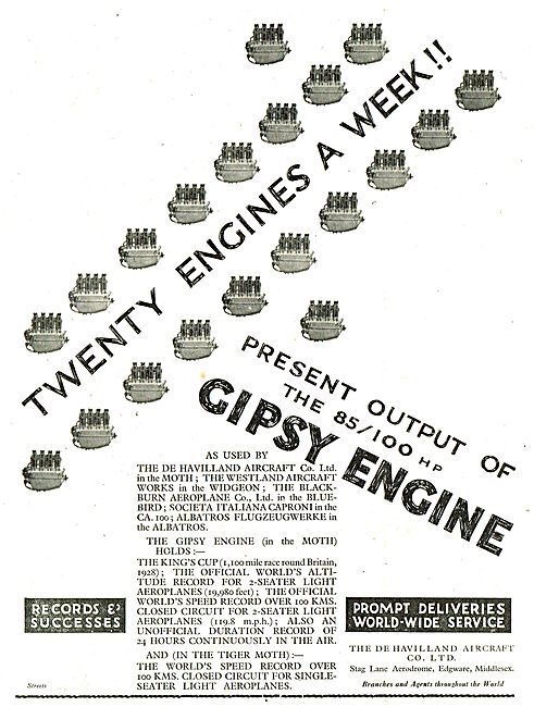 20 De Havilland Gipsy Aero Engines A Week...                     