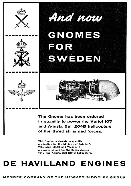 De Havilland Gnome Engines For The Vertol 107 & Agusta Bell 204B 