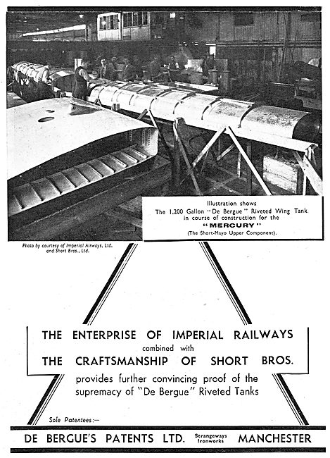 De Bergue's Patents: De Bergue Riveted Tanks - Short-Mayo        