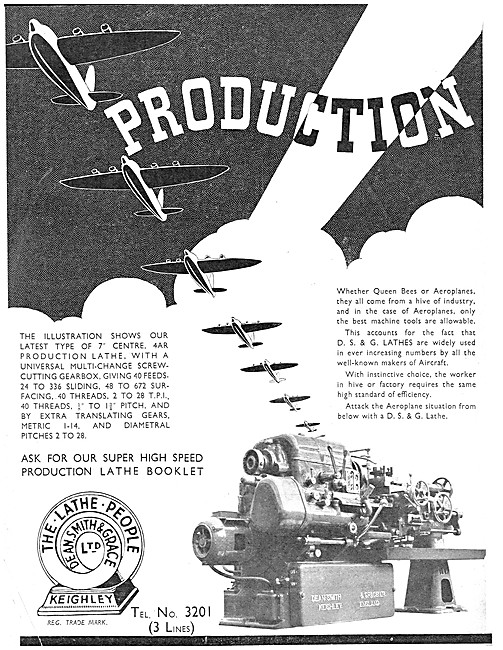 Dean Smith & Grace Production Lathes 1939                        