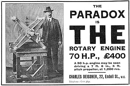 Deissner Paradox Rotary Engines For Aeroplanes                   