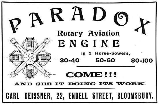 Deissner Paradox Rotary Engines For Aeroplanes                   