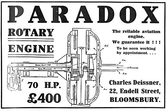 70 HP Paradox Rotary Engines For Aeroplanes.                     