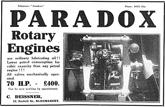 Paradox Rotary Engines For Aeroplanes                            