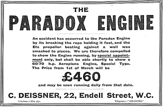 Paradox Rotary Engines For Aeroplanes Now £460                   