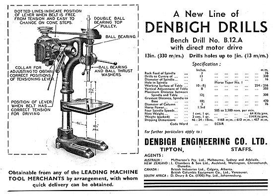 Denbigh Engineering. Tipton,Staffs. Machine Tools 1939           