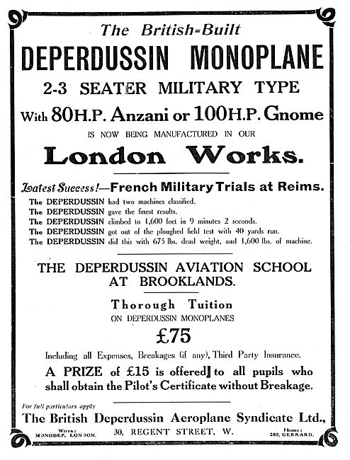 British Deperdussin Monoplane                                    