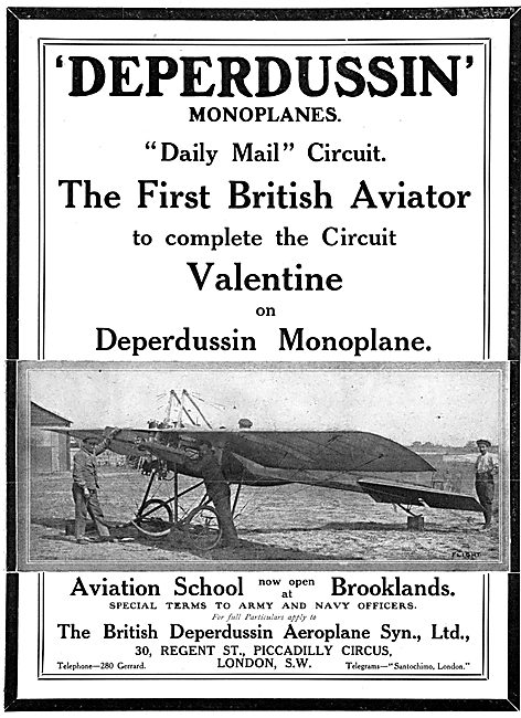 British Deperdussin Monoplanes & Flying School Brooklands        