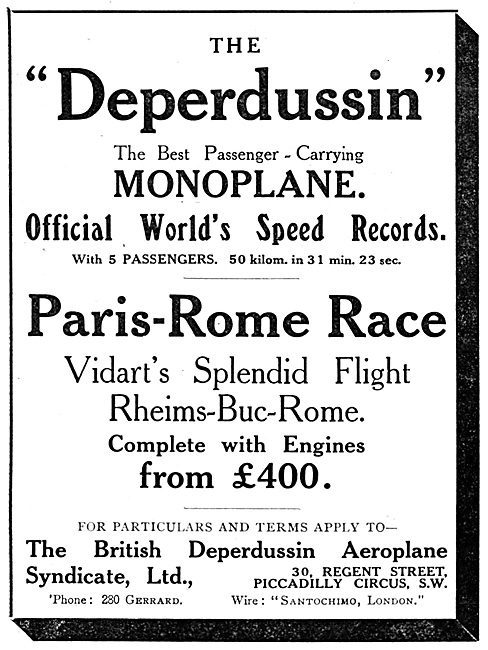 British Deperdussin Monoplane                                    