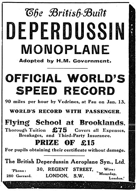 British Deperdussin Monoplane - British Deperdussin Flying School