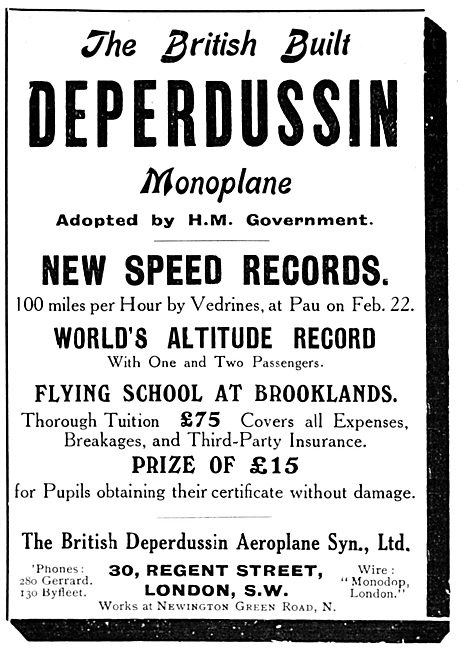 British Deperdussin Monoplane - British Deperdussin Flying School