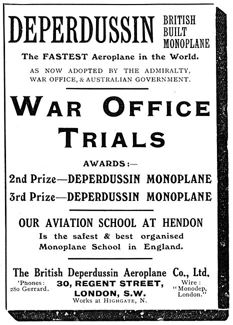 British Deperdussin Monoplane - British Deperdussin Flying School
