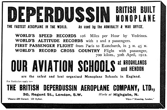 British Deperdussin Monoplane - British Deperdussin Flying School