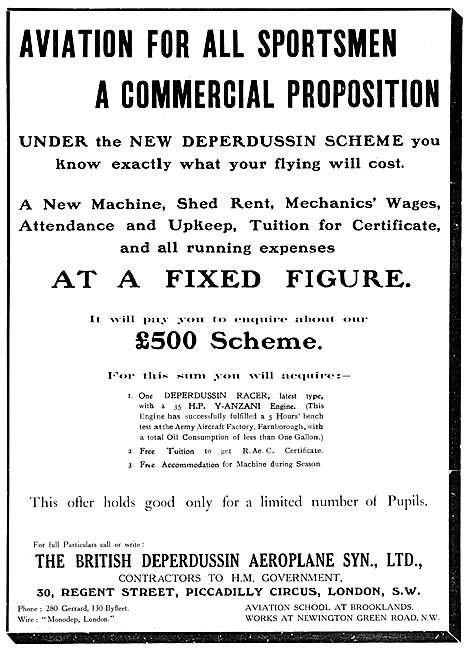 British Deperdussin Monoplane - British Deperdussin Flying School