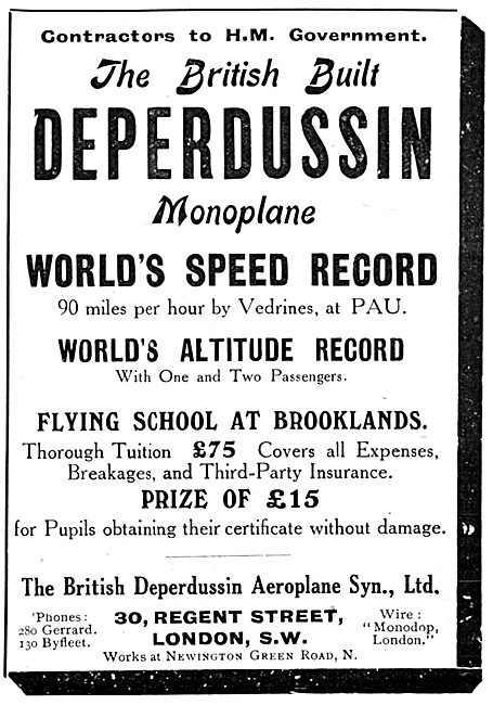 British Deperdussin Monoplane - British Deperdussin Flying School