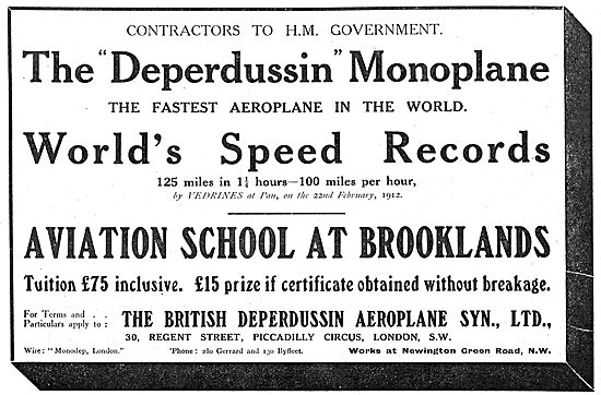 Deperdussin Monoplanes World's Speed Records                     