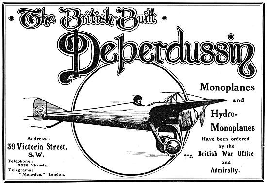British Deperdussin Monoplanes 1913 - Deperdussin Flying School  