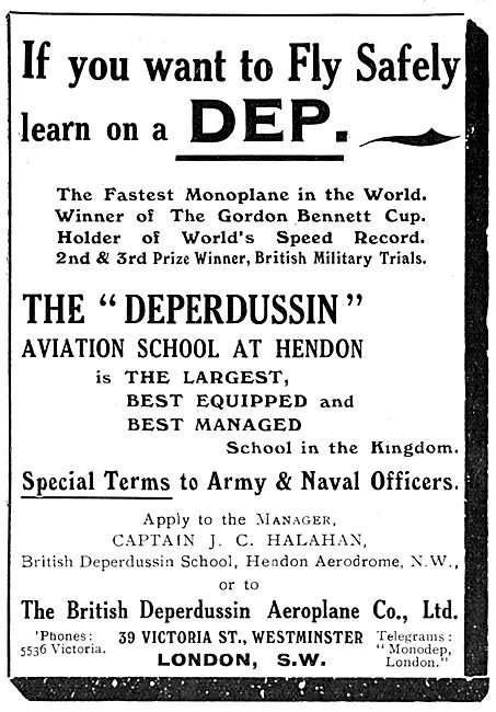 British Deperdussin Monoplane 1913 - Deperdussin Flying School   