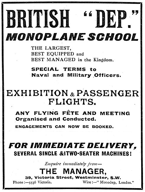 British Deperdussin Monoplane 1913 - Deperdussin Flying School   