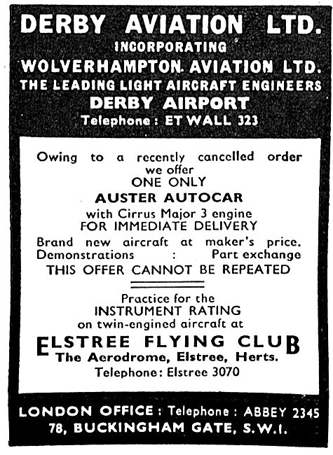 Derby Aviation - Wolverhampton Aviation - Elstree Flying Club    