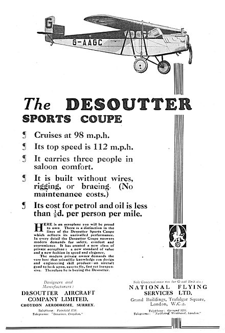 Desoutter Sports Coupe Aircraft G-AAGC                           