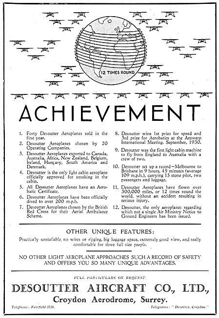 Desoutter Aircraft Achievements                                  