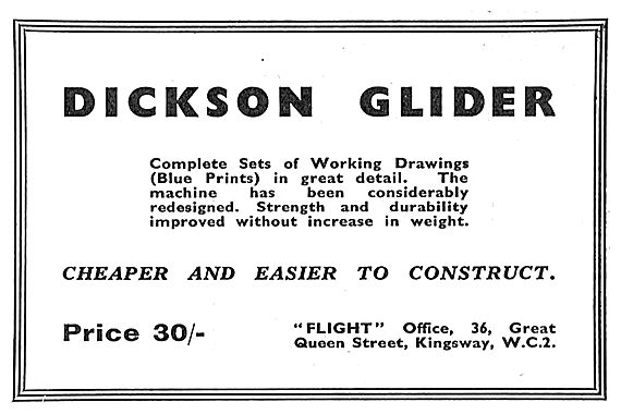 Dickson Glider Plans and Drawings                                