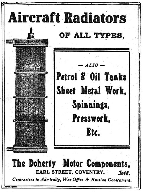 Doherty Motor Components  - Aircraft Engine Radiators            