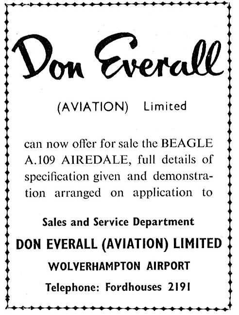 Don Everall, Wolverhampton Airport: Aircraft Sales & Service     