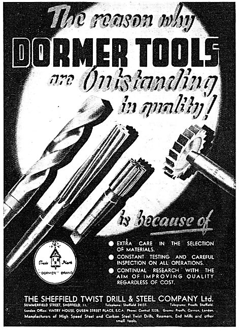 Dormer Tools Dormer Drills 1943 Advert                           