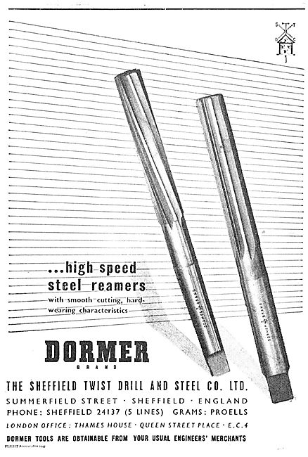 Dormer High Speed Steel Reamers For Aircraft Production & Repair 