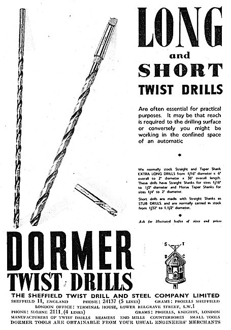 Sheffield Twist Drill Co - Dormer Twist Drills                   